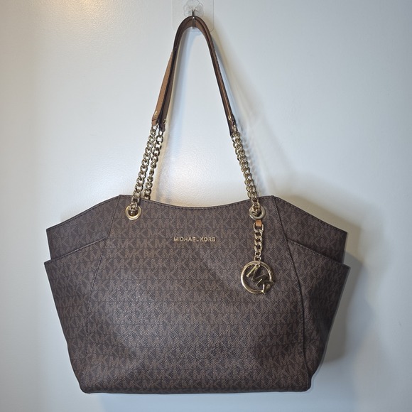 Michael Kors | Brown Jet Set Travel Large Chain-Strap Tote - Picture 1 of 7